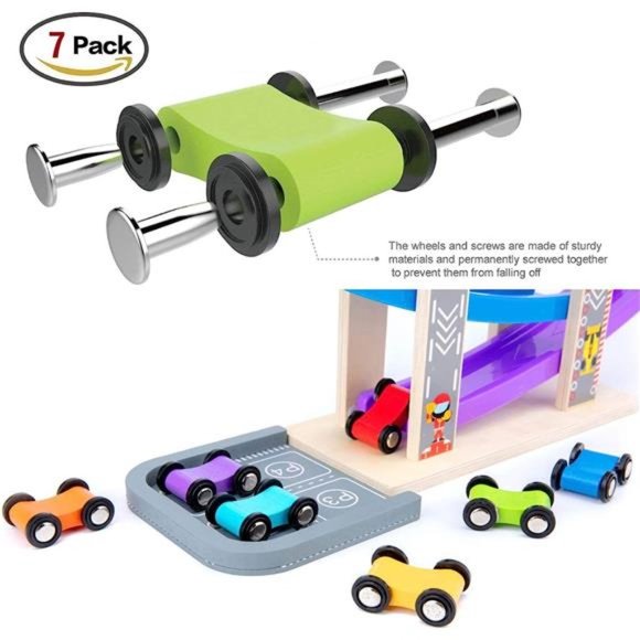 Toddler Toys for 1 2 3 Years Old, Wooden Car Ramp Racer Toy Vehicle Set - Picture 5 of 5